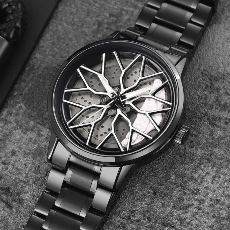 Stainless Steel Wheel Dial Quartz Watch